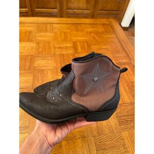 American Rag canvas and vegan suede STAR cowboy western bootie 7
